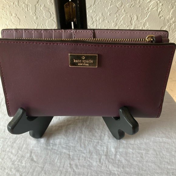 kate spade Handbags - Kate Spade: Plum Purple Leather Bifold Card Wallet- Snap Closure